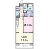 ラクーン守山 1LDKの間取り