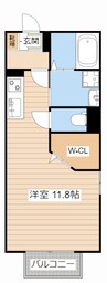 カストルム谷畑 1Rの間取り
