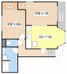 ラフィーネアミ 2DKの間取り