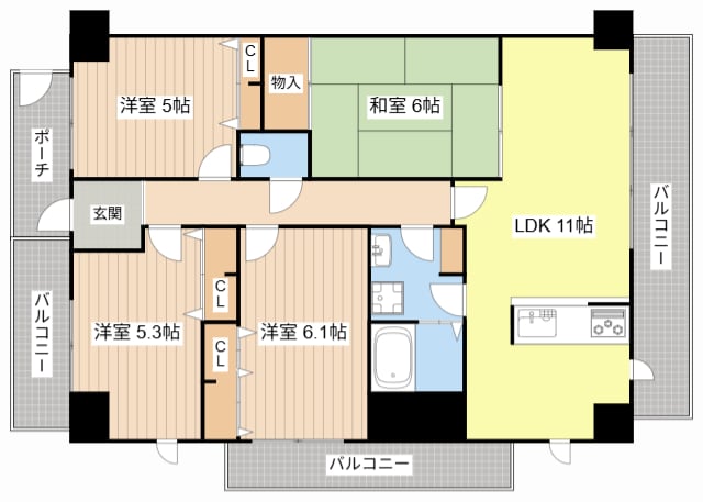 間取り図 レイクイーストＣＩＴＹ弐番館グレーシィ稲枝