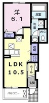 ミルト長浜Ａ棟 1LDKの間取り