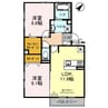 ラヴィベル彦根 2LDKの間取り