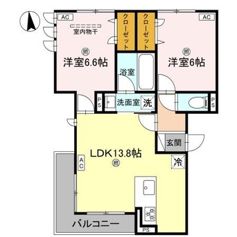 間取図 Ｄ－ＲＯＯＭ 東矢倉