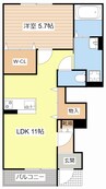 （仮称）水口町高塚新築アパート 1LDKの間取り