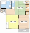 ビラ大宝 2DKの間取り
