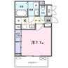 フェリオ　ヴィエント 1Kの間取り