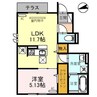 モンブルグ 1LDKの間取り