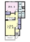 レインボー宝積 1LDKの間取り