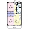 グローリ南草津 2DKの間取り