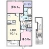 メゾンプラシード　Ⅵ 2LDKの間取り