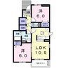 リヴィエール草津Ⅰ 2LDKの間取り