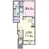 プロムナード甲南 1LDKの間取り