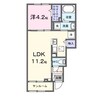 グランドハイツ水戸 1LDKの間取り