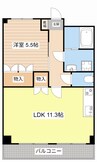 テンプルリバー２番館 1LDKの間取り