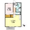 ディーフレア目川 1LDKの間取り