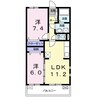 サンメゾン 2LDKの間取り