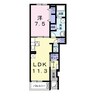 寺庄フォレストハイツ 1LDKの間取り