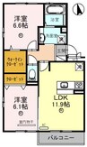 Verlice (ヴェルリーチェ) 2LDKの間取り
