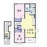 カーザ　ミア　Ⅰ 2LDKの間取り