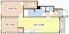 アドウェル壱番館 2LDKの間取り