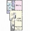 フロントパークひこねⅡ 1LDKの間取り
