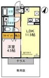 セジュールアースマーシⅢ 1LDKの間取り