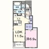 ヒカルサ大津唐崎Ⅱ 1LDKの間取り