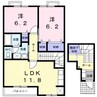 グランアルブルＡ 2LDKの間取り