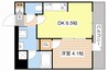 ベルヴィ大津京 1DKの間取り