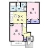 プリムローズ城山台 2DKの間取り