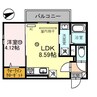 プラートコート今津 1LDKの間取り