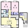 プリムローズ城山台 2LDKの間取り