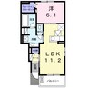 ビアンコシェル　こうか　Ⅱ 1LDKの間取り