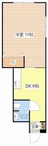 南呉服アパート 1DKの間取り