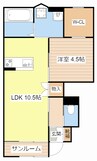 グッドライフステージ高宮 1LDKの間取り