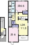 ピュール　長浜Ａ 2LDKの間取り