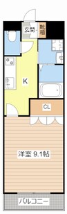 メゾン花水木 1Kの間取り