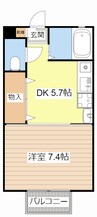 ラスチェ　グリーン 1DKの間取り