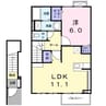 サニーハウスＨａｇｉｗａｒａⅢ 1LDKの間取り