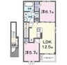 ウィズ・テール南彦根２号館 2LDKの間取り