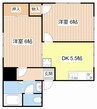 リーベルスクエア 2DKの間取り