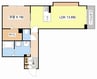 エアフォルク河原 1LDKの間取り