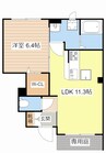 シャーメゾン　ベルプラート 1LDKの間取り
