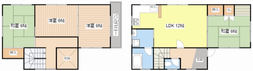 間取図 五個荘3貸家