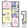 ルミエール　日野　Ⅰ 2LDKの間取り