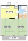 ハイツ西川 2DKの間取り