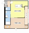 CA彩り 1LDKの間取り