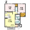 ソシア　B 2LDKの間取り