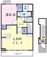 サニーハウスＨａｇｉｗａｒａⅢ 1LDKの間取り
