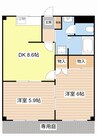 テンプルリバー 2DKの間取り
